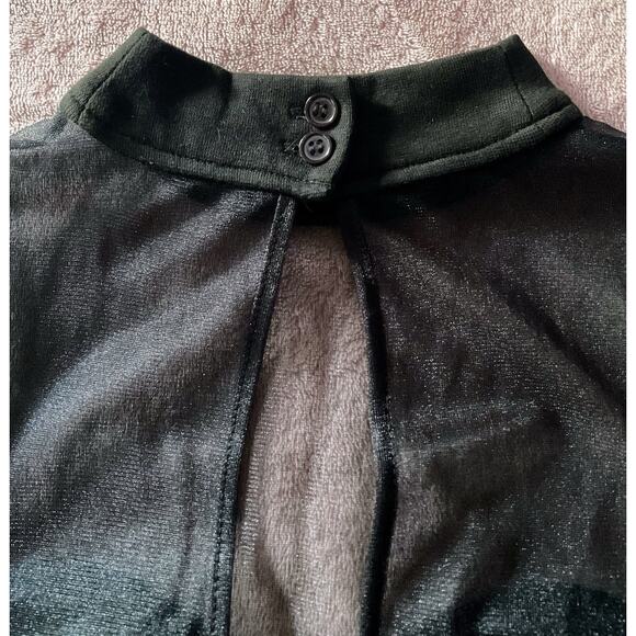 Vtg 90’s Black Sheer Crotch Snap Bodysuit Embellished Jewels Dance Stretch Med. - Picture 7 of 16